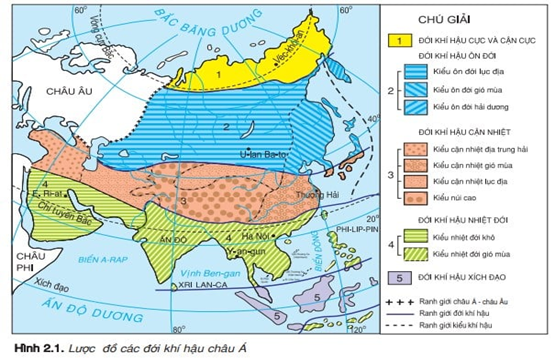 Dựa vào hình 9.1 và hình 2.1, em hãy kể tên các đới và kiểu khí hậu của khu vực Tây Nam Á (ảnh 1)