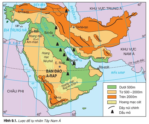 Các dạng địa hình chủ yếu  của Tây Nam Á phân bố như thế nào (ảnh 1)