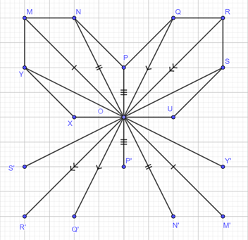 Vẽ thêm để được hình có tâm đối xứng là các điểm cho sẵn (ảnh 1)