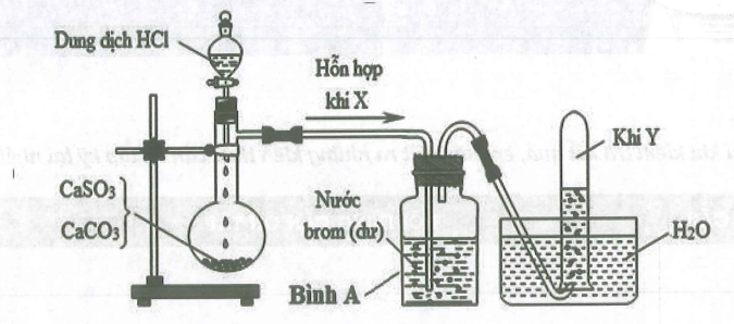 Cho mô hình thí nghiệm như hình vẽ Phát biểu nào sau đây là sai Khí Y không làm mất màu dung dịch brom (ảnh 1)