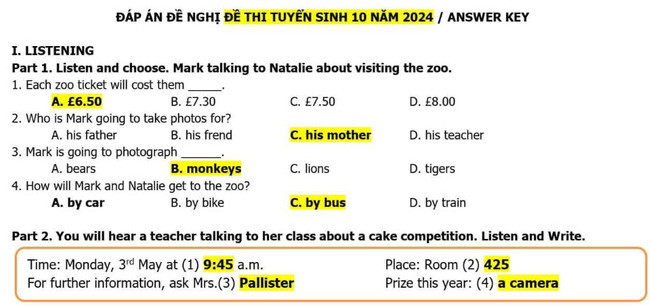 Đề thi vào 10 môn Tiếng Anh Tỉnh Bà Rịa - Vũng Tàu (2023 - 2024) mới nhất kèm đáp án (ảnh 1)