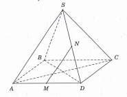 Cho hình chóp s abcd  có đáy abcd là hình vuông   cạnh bằng a  và các cạnh bên đều bằng a gọi m và n lần lượt là trung điểm của ad và sd số đo của góc  mn sc bằng (ảnh 1)