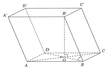 cho lăng trụ abcd a b c d có đáy là hình thoi cạnh a bá 60 hình chiếu vuông góc của b xuống mặt đáy trùng với giao điểm hai đường chéo của đáy và cạnh bên bb a tính góc giữa cạnh bên và mặt đáy (ảnh 1)