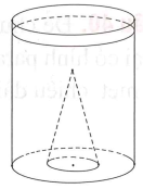 Một khối nón làm bằng chất liệu không thấm nước, có khối lượng riêng lớn hơn khối lượng riêng của nước, có đường kính đáy bằng a và chiều cao 12, được đặt trong và trên đáy của một cái cốc hình trụ bán kính đáy a như hình vẽ, sao cho đáy của khối nón tiếp xúc với đáy của cốc hình trụ (ảnh 1)