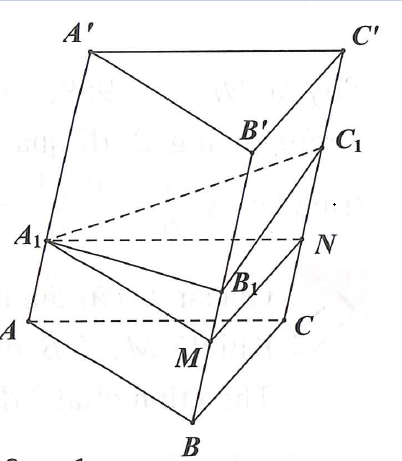 cho hình lăng trụ tam giác abc abc có thể tích là V và độ dài cạnh bên là  aa 6 cho điểm a1 thuộc  cạnh aa sao cho â 2 các điểm b1 c1 lần lượt thuộc cạnh bb cc sao cho bb z cc y biết rằng thể tích khối đa diện abc abc bằng 1 2 v giá trị của x y bằng (ảnh 1)