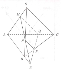cho điểm m  trên cạnh sa điểm  n trên cạnh sb của hình chóp tam giác s abc có thể tích bằng v  sao cho sm sa 1 3 sn sb x  (ảnh 1)