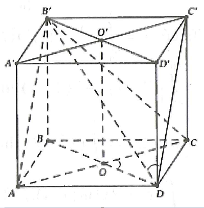 cho hình hộp chữ nhật  abcd abcd có ab bc bc 3cm hai mặt phẳng acca và bddb hợp với nhau góc  (ảnh 1)
