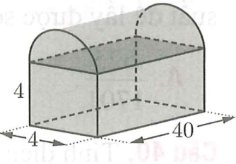 Một thùng đựng thư được thiết kế như hình vẽ bên, phần phía trên là nửa hình trụ. Thể tích của thùng đựng thư bằng (ảnh 1)