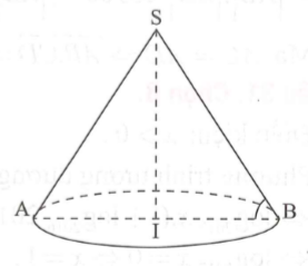Cho khối nón có bán kính đáy bằng a, góc giữa đường sinh và mặt đáy bằng 30 độ tính thể tích (ảnh 1)