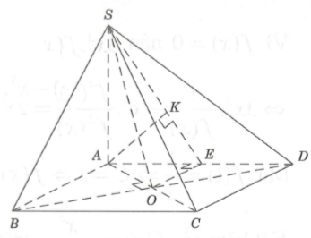 Cho hình chóp S.ABCD có đáy ABCD là hình vuông tâm O, cạnh a. Cạnh bên SA vuông với đáy, d( AB;SO) (ảnh 1)