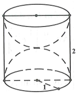 Một khối gỗ hình trụ tròn xoay có bán kính đáy bằng 1, chiều cao bằng 2 (ảnh 1)