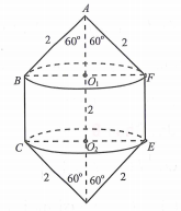Cho hình lục giác đều ABCDEF có cạnh bằng 2 (tham khảo hình vẽ). Quay lục giác xung quanh đường chéo AD ta được một khối tròn xoay. Thể tích khối tròn xoay đó là (ảnh 1)
