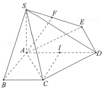 Cho hình chóp S.ABCD có đáy ABCD là hình thang vuông tại A và B với AB = BC = a, AD = 2a, SA = a (ảnh 1)