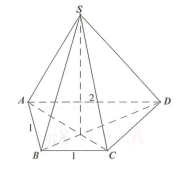 Cho hình chóp S.ABCD có đáy ABCD là hình thang vuông tại A và B; AB = BC = 1, AD = 2. Các mặt chéo (SAC) và (SBD) cùng vuông góc (ảnh 1)