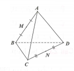 Cho khối tứ diện ABCD. Gọi M, N lần lượt là trung điểm của AB và CD (tham khảo hình vẽ bên). Đặt V là thể tích của khối tứ diện ABCD, V1 là thể tích (ảnh 1)