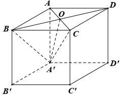 Cho hình lập phương ABCD.A'B'C'D'; cạnh bằng a. Gọi O là giao điểm của AC và BD. Thể tích của tứ diện OA'BC bằng (ảnh 1)