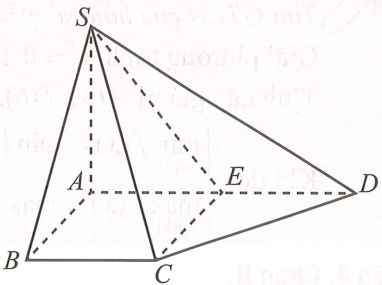 Cho hình chóp S.ABCD có đáy là hình thang vuông tại A và B. Biết AB = BC = a; AD = 2a. Gọi E là trung điểm của AD (ảnh 1)