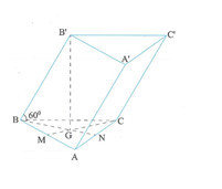 Cho lăng trụ tam gi&aacute;c ABC.A'B'C' c&oacute; BB'=A, g&oacute;c giữa đường thẳng BB' v&agrave; (ABC) bằng 60 độ (ảnh 1)