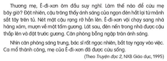 Giải Tiếng Việt lớp 2 Tập 1 Bài 31: Ánh sáng của yêu thương – Kết nối tri thức (ảnh 1)