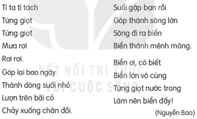 Giải Tiếng Việt lớp 2 Tập 2 Bài 5: Giọt nước và biển lớn – Kết nối tri thức (ảnh 1)