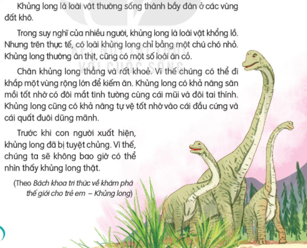 Giải Tiếng Việt lớp 2 Tập 2 Bài 10: Khủng long – Kết nối tri thức (ảnh 1)