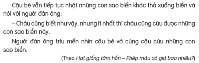 Giải Tiếng Việt lớp 2 Tập 2 Bài 15: Những con sao biển – Kết nối tri thức (ảnh 1)