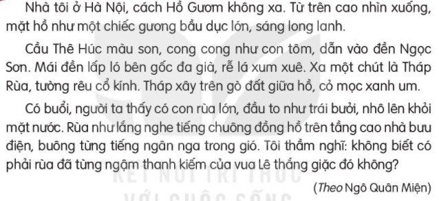 Giải Tiếng Việt lớp 2 Tập 2 Bài 29: Hồ Gươm – Kết nối tri thức (ảnh 1)