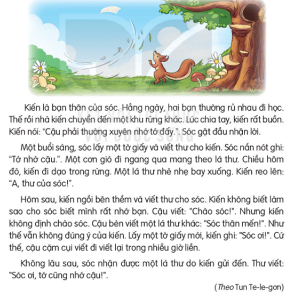 Giải Tiếng Việt lớp 2 Tập 1 Bài 18: Tớ nhớ cậu – Kết nối tri thức (ảnh 1)