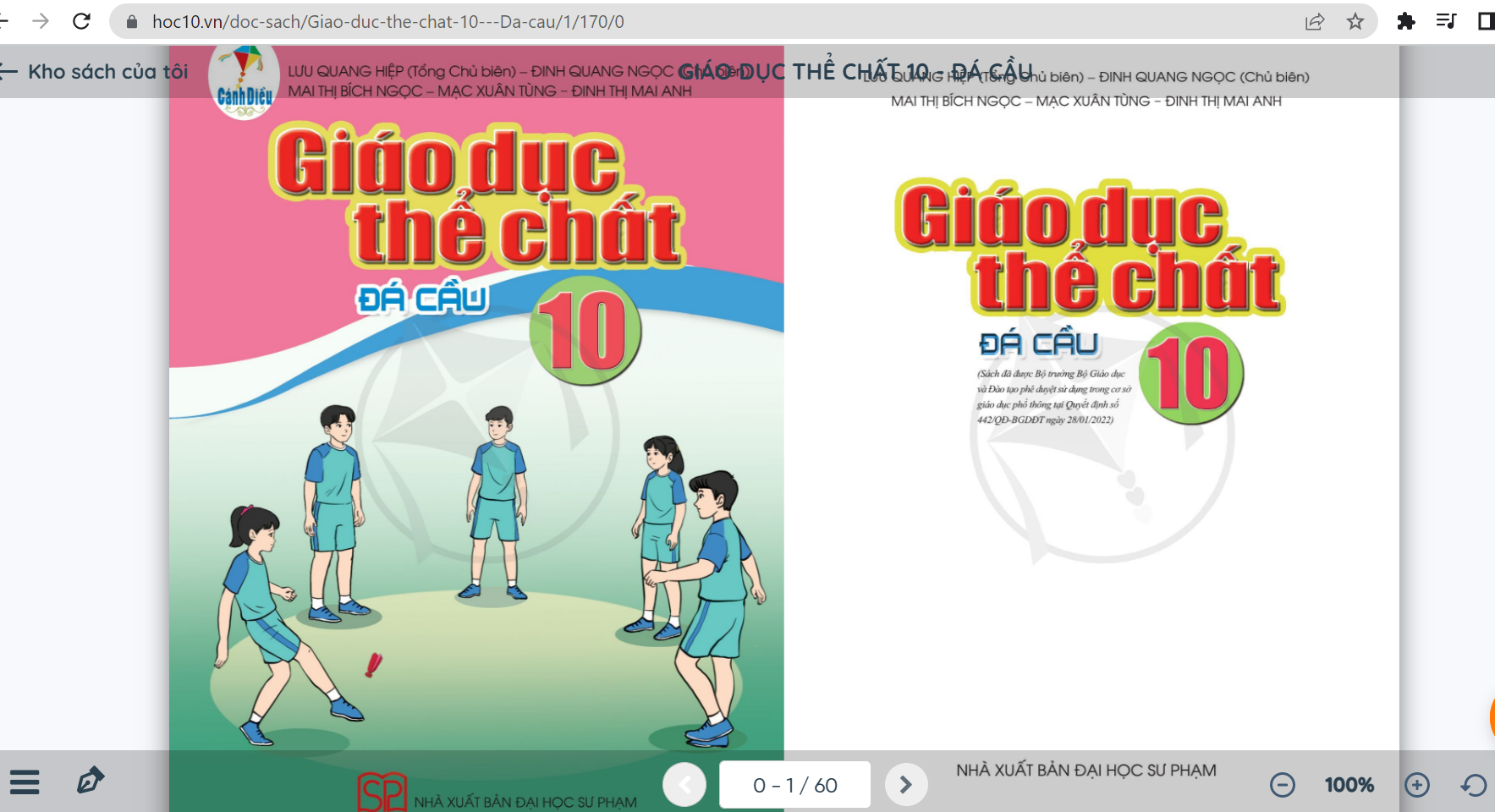 Xem trực tuyến và tải PDF sách Giáo dục thể chất lớp 10 Cánh diều (ảnh 1)