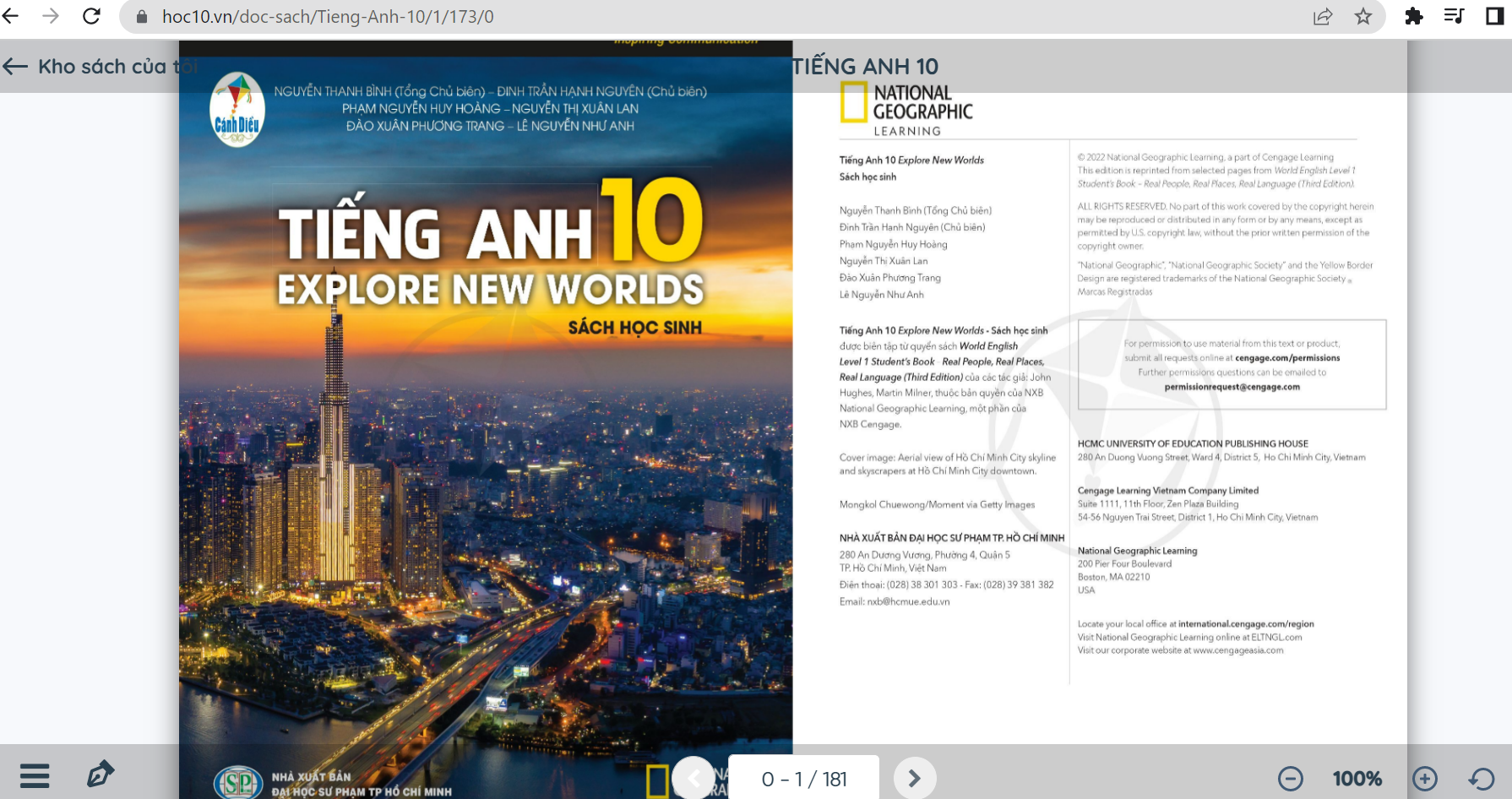Xem trực tuyến và tải PDF sách Tiếng Anh lớp 10 Cánh diều (ảnh 1)