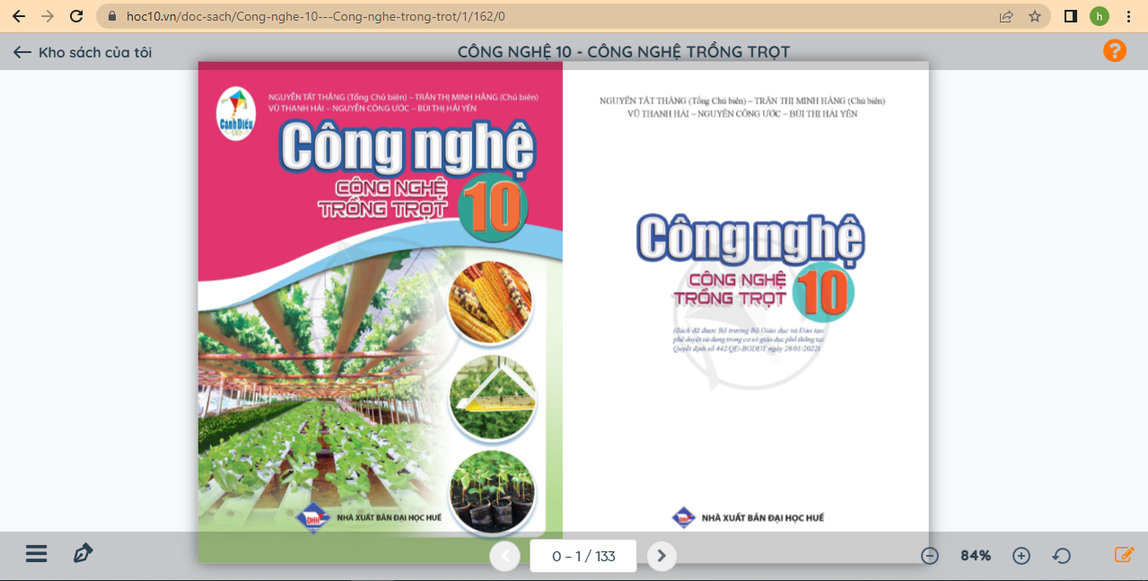  Xem trực tuyến và tải PDF sách Công nghệ trồng trọt và Công nghệ thiết kế và công nghệ lớp 10 Cánh diều (ảnh 1)