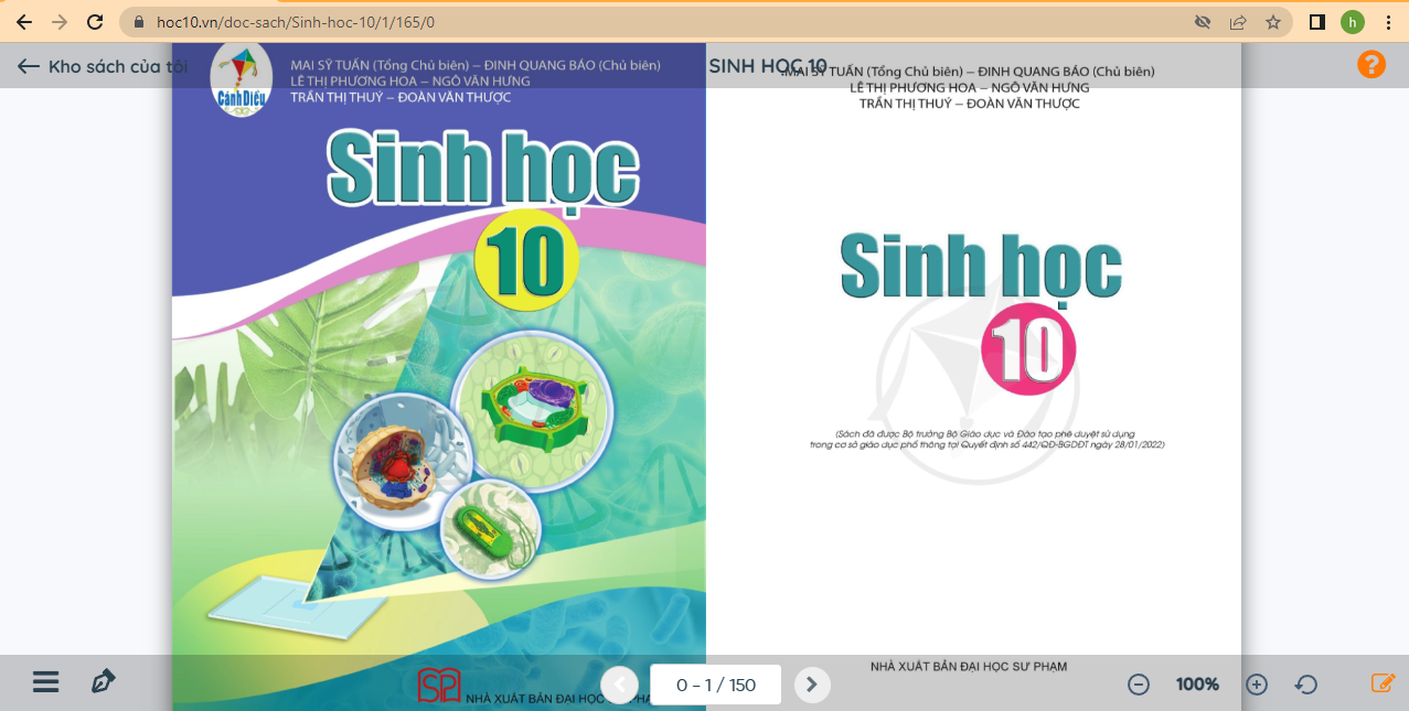 Xem trực tuyến và tải PDF sách Sinh học lớp 10 Cánh diều (ảnh 1)