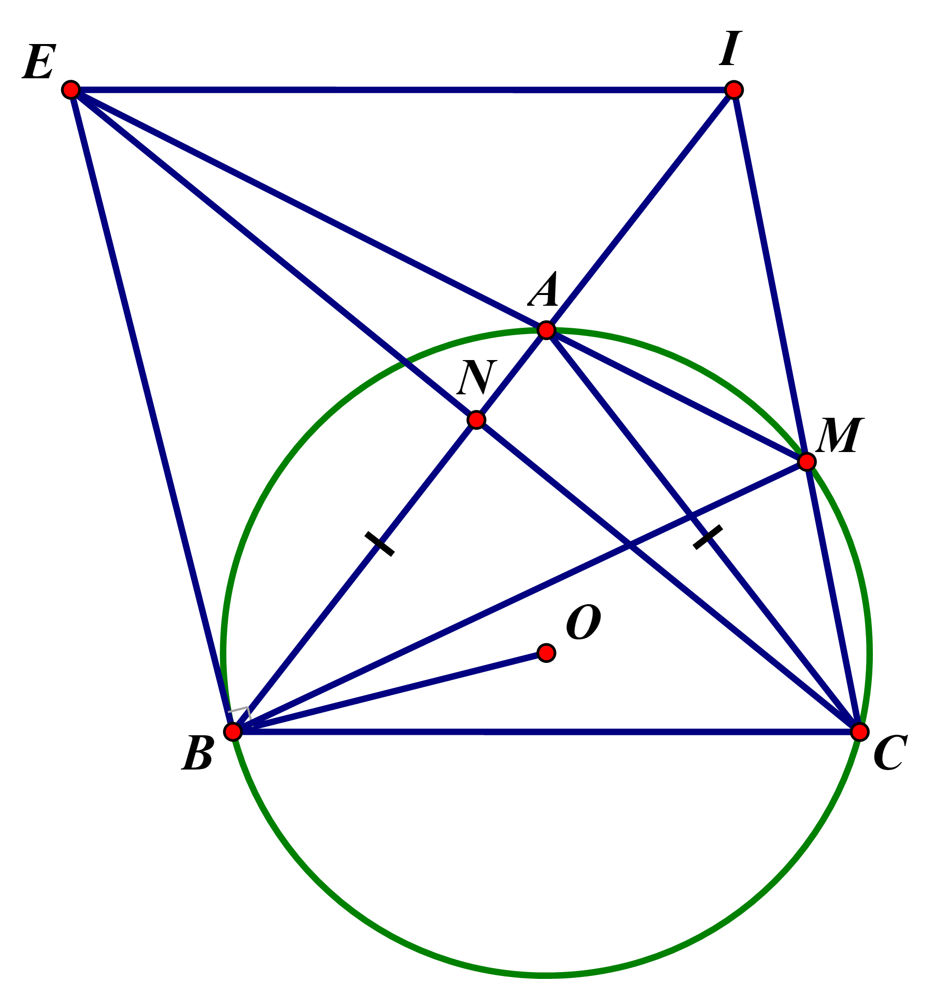 Cho tam giác ABC cân tại A, nội tiếp đưởng tròn tâm 0 (ảnh 1)