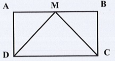 Hình bên có AB = 2,6dm; AD = 1,6dm. Diện tích tam giác MDC là: (ảnh 1)