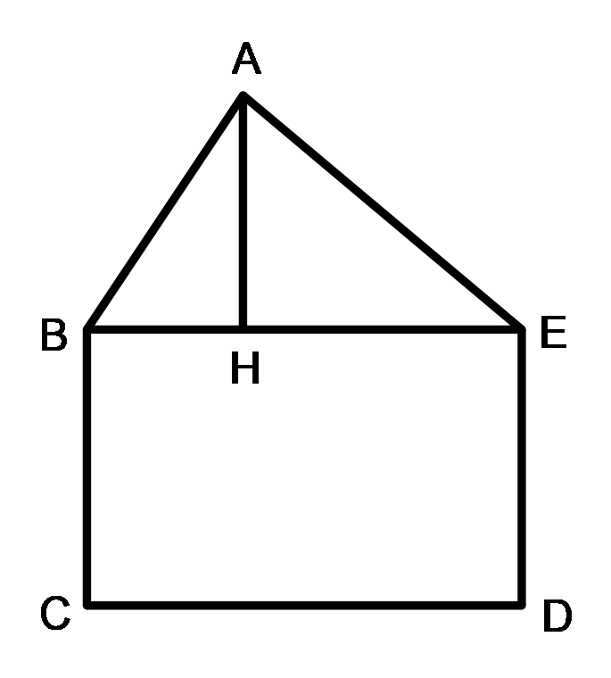 Tính chu vi và diện tích hình dưới đây, biết: AB = 12cm; BC = 12cm (ảnh 1)