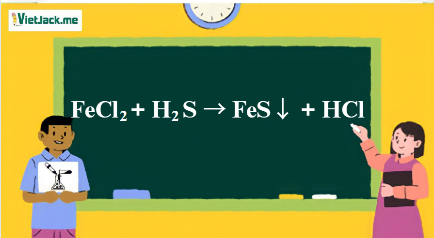  FeCl2 + H2S → FeS↓ + HCl | FeCl2 ra FeS | H2S ra FeS | H2S ra HCl (ảnh 1)