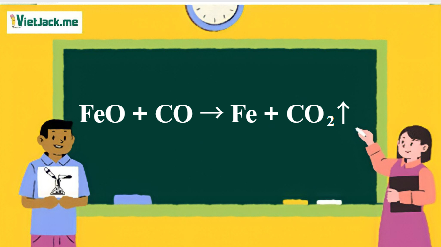 FeO + CO → Fe + CO2↑ | FeO ra Fe | CO ra CO2 (ảnh 1)