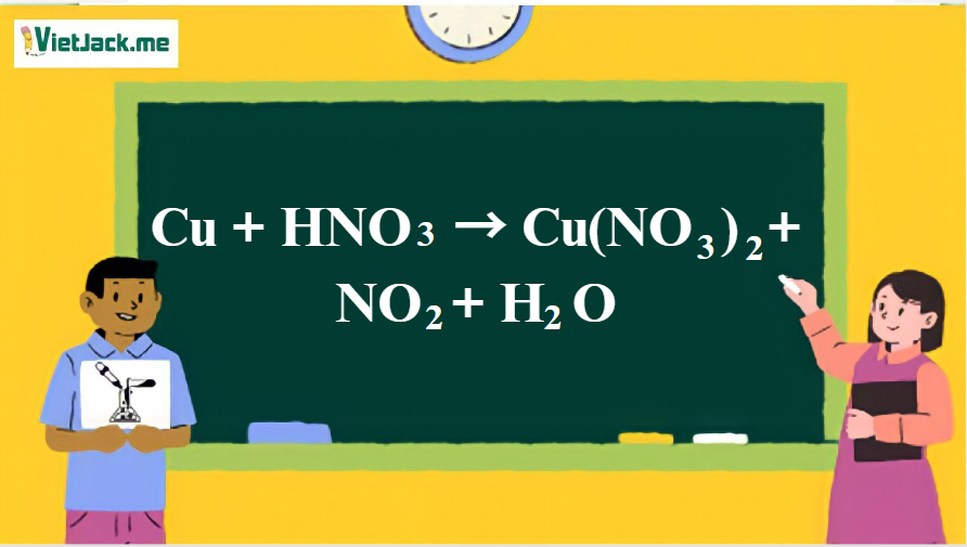 Cu + HNO3 (đặc, nóng) → Cu(NO3)2 + NO2 + H2O | Cu ra Cu(NO3)2 | Cu + HNO3 ra NO2| (ảnh 1)