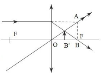 Một vật ảo AB = 5 mm vuông góc với trục chính của một thấu kính hội tụ có tiêu cự 20 cm (ảnh 1)