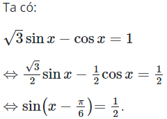 Phương trình  căn 3 sin x − cos x = 1 tương đương với phương trình nào sau đây (ảnh 1)