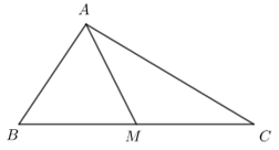 Cho tam giác ABC. Điểm M thỏa mãn vecto AB+AC=2AM (ảnh 1)