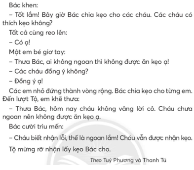 Giải Tiếng Việt lớp 2 Tập 2 Bài 1: Ai ngoan sẽ được thưởng – Chân trời sáng tạo (ảnh 1)