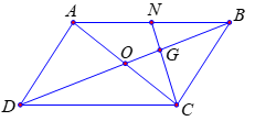 Cho hình bình hành ABCD có N là trung điểm AB và G là trọng tâm tam giác ABC (ảnh 1)