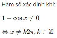 Hàm số  y = căn ((sin(x + π/6)+3)/(1−cosx) có tập xác định là (ảnh 1)