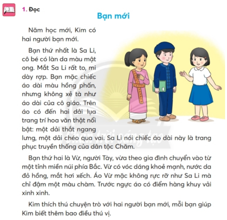 Giải Tiếng Việt lớp 2 Tập 1 Bài 4: Bạn mới – Chân trời sáng tạo (ảnh 1)