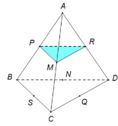 Cho tứ diện (SAD) giao (SBC) = Sx∥ //AD//B C.  Gọi M, N, P, Q, R, S lần lượt là (ảnh 1)