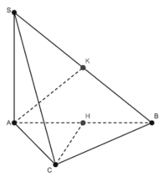 Cho hình chóp S.ABC có cạnh SA vuông góc (ABCD) và đáy ABC là tam giác cân ở C (ảnh 1)