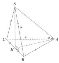 Cho hình chóp S.ABC có đáy ABC là tam giác đều cạnh a. Hình chiếu vuông góc (ảnh 1)