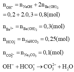 Cho dung dịch A chứa đồng thời 0,2 mol NaOH và 0,3 mol Ba(OH)2 tác dụng với dung dịch B (ảnh 1)