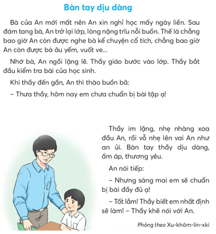 Giải Tiếng Việt lớp 2 Tập 1 Bài 1: Bàn tay dịu dàng – Chân trời sáng tạo (ảnh 1)